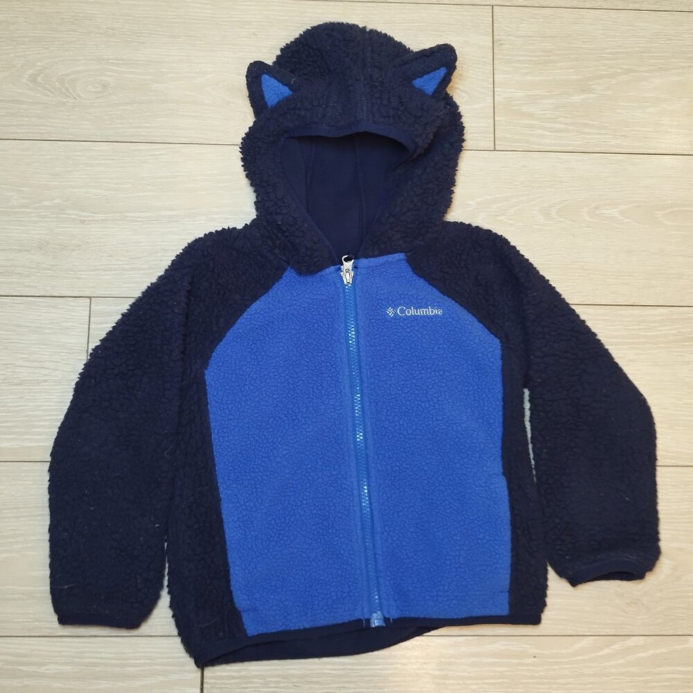 Columbia Kids' Fleece Jacket - Size 4T - Blue/Navy, Cozy Sherpa with Bear Ears
